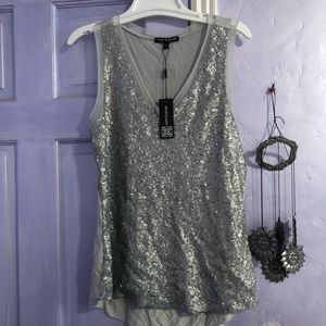 V neck sequin tank top
